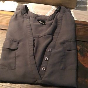 Torrids long sleeve, button up grey blouse size 00